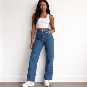 Madewell ’90s Straight Patch Pockets Jeans High Rise Utility Denim Blue Size 29